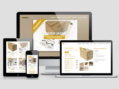 Responsive Webdesign Webshop - Umzugskartons24 Berlin - WooCommerce - SOFORT, Paypal